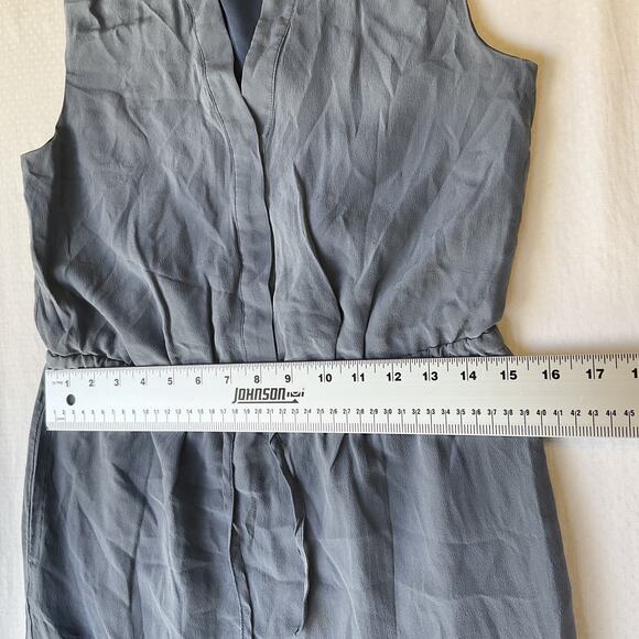 Cynthia Rowley Women Silk Dress US 4 Blue Shirt Dress Sleeveless Knee Length - Picture 5 of 10